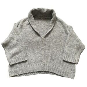 Gap Gray Alpaca Shawl Collar Chunky Knit Sweater Pullover Size M